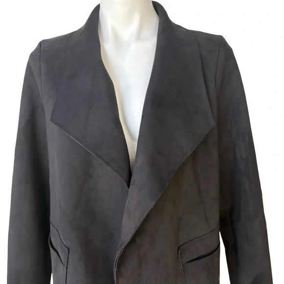 MOD Long Sleeve Open Front Faux Suede Coatigan, Sz M - Picture 9 of 14